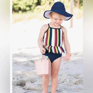 Ruffle Butts One Piece in Sunset Strip Scallop Peplum